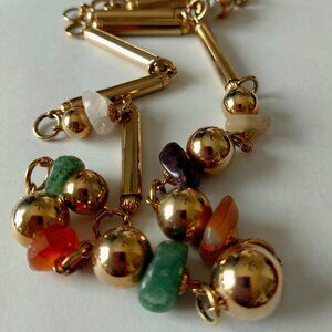 Vintage Tube Bead Necklace with Amethyst, Quartz and Aventurine Accents